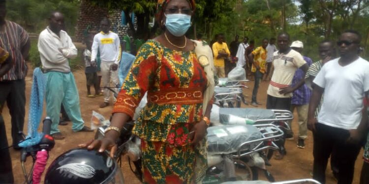 HAJIA ZUWERA MP FOR SALAGA SOUTH DONATES FIFTEEN (15) MOTOR BIKES TO THE KONKOMBA WARD