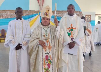 Most Rev Peter Paul Y. Angkyier ordains one priest and a Deacon in Damongo