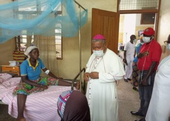 Most Rev. Bishop Peter Paul visits yellow fever patients at West Gonja hospital