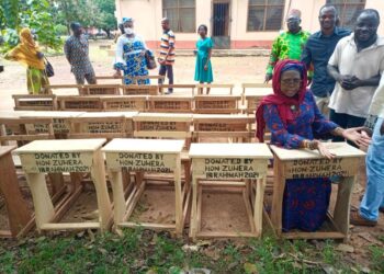 Salaga South MP suports BECE candidates with mathematical sets and donates furniture to Salaga SHS