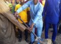 West Gonja MCE Musah Kusubari cuts sod for a 3 – Unit classroom block for Nabori