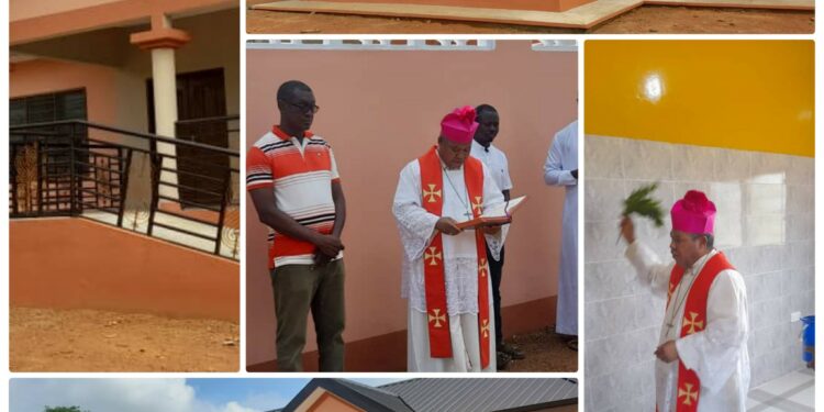 Most Rev. Peter Paul Angkyier blesses Newly built priests home at Damongo