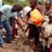 Salaga South MPs Aide cuts sod for the construction of a six unit classroom Block at Bagabaga