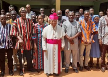 Most Rev. Peter Paul Angkyier inaugurates Damongo Diocesan health service Board at Damongo.