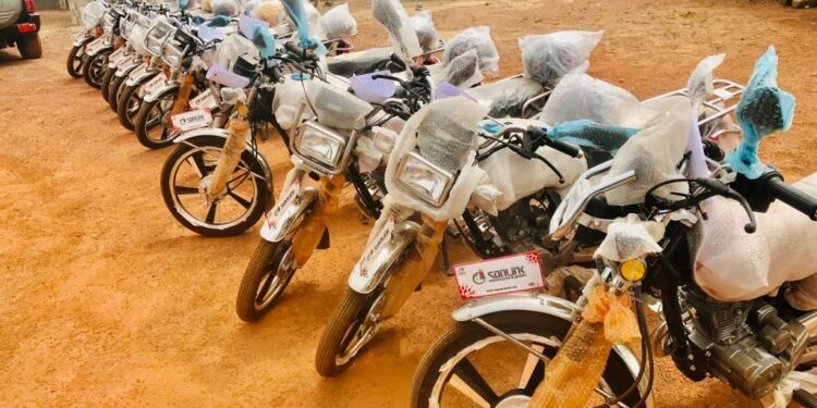 Ing. Dr. Clifford Braimah Donates 12 Motorbikes to electoral area coordinators in the Salaga North Constituency