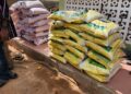 Dr. Mahamudu Bawumia supports Yagbonwura Bii- Kunuto Jewu Soale (I) with food items.