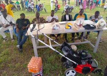 Canteen Assemblyman Unveils Volleyball Court and Donates Sports Equipment.