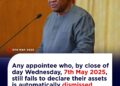Asset declaration: Non-compliant appointees 3 months salary to paid into MahamaCare